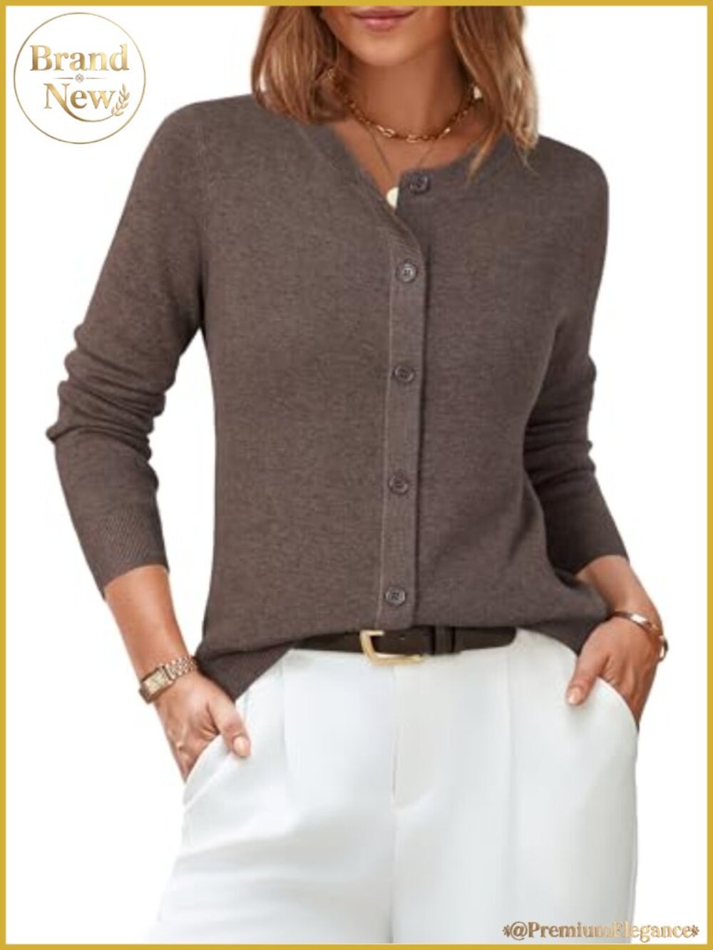 Wool Blend Women's Cardigan Sweater, Business Casual, Anti-Pilling Knit